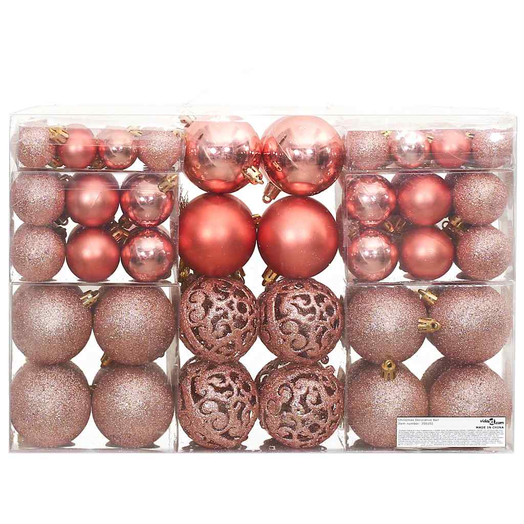 Vidaxl Boules de Noël 100 st 3 4 6 cm rose et rosé