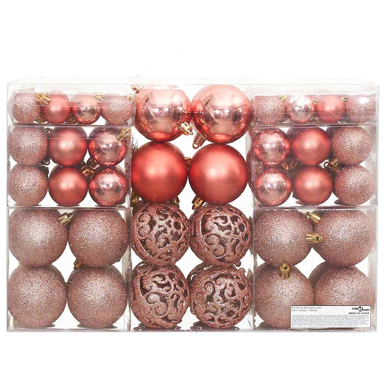 Vidaxl Boules de Noël 100 st 3 4 6 cm rose et rosé