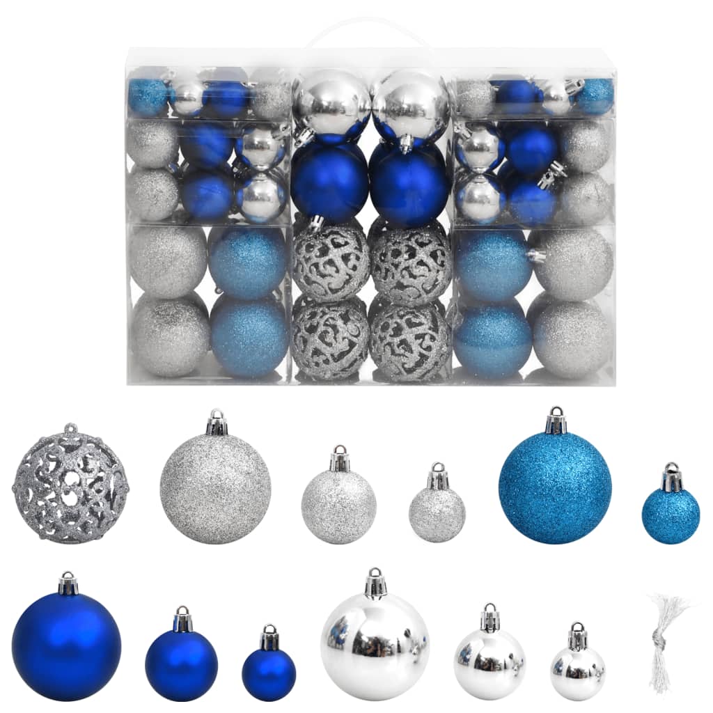 Vidaxl Boules de Noël 100 st 3 4 6 cm de couleur bleue et argentée