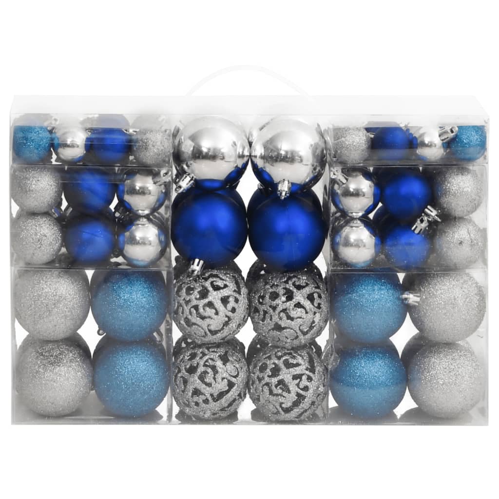 Vidaxl Boules de Noël 100 st 3 4 6 cm de couleur bleue et argentée