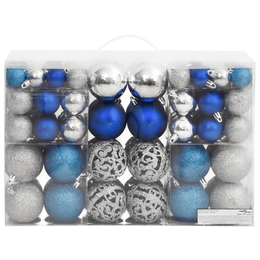 Vidaxl Boules de Noël 100 st 3 4 6 cm de couleur bleue et argentée