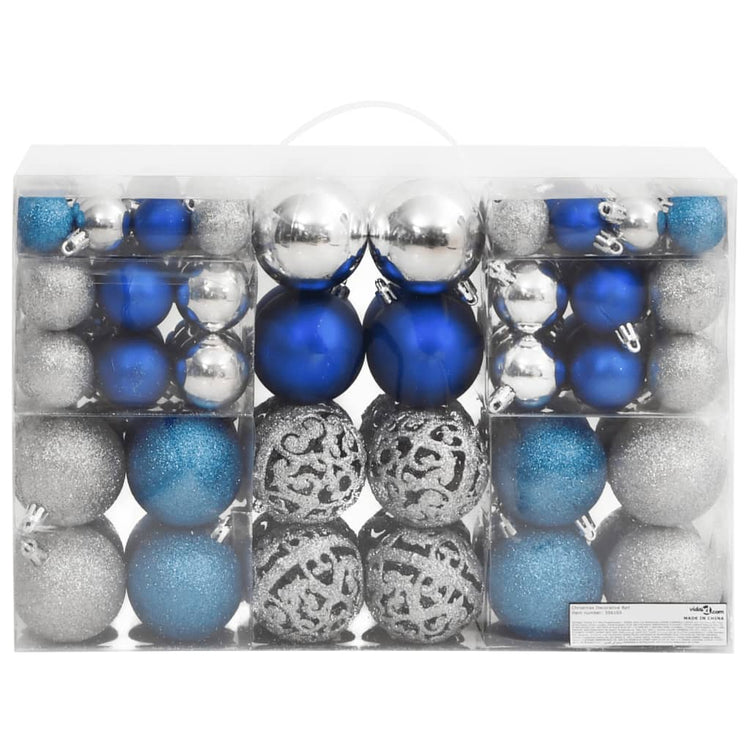 Vidaxl Boules de Noël 100 st 3 4 6 cm de couleur bleue et argentée