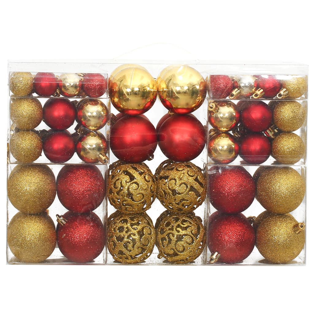 Vidaxl Boules de Noël 100 pcs 3 4 6 cm Golden et vin rouge