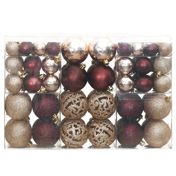 Vidaxl Boules de Noël 100 st 3 4 6 cm Champagne et brun