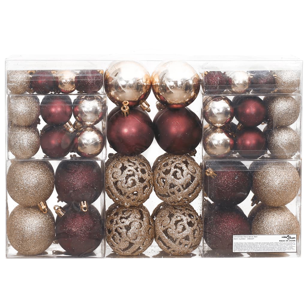 Vidaxl Boules de Noël 100 st 3 4 6 cm Champagne et brun