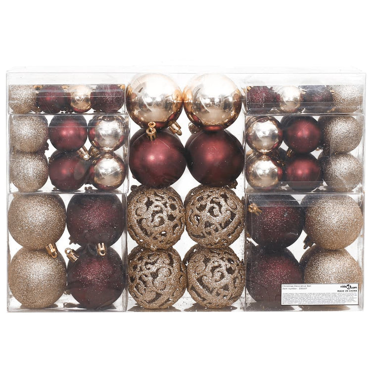Vidaxl Boules de Noël 100 st 3 4 6 cm Champagne et brun