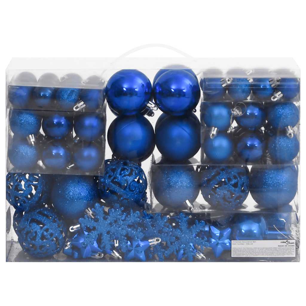 VidaXL ensemble de boules de Noël 111 pièces en polystyrène bleu