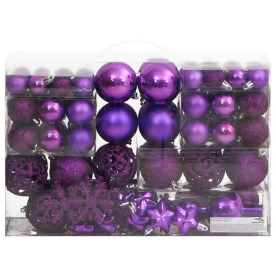 Vidaxl ensemble de boules de Noël 111 pièces en polystyrène violet