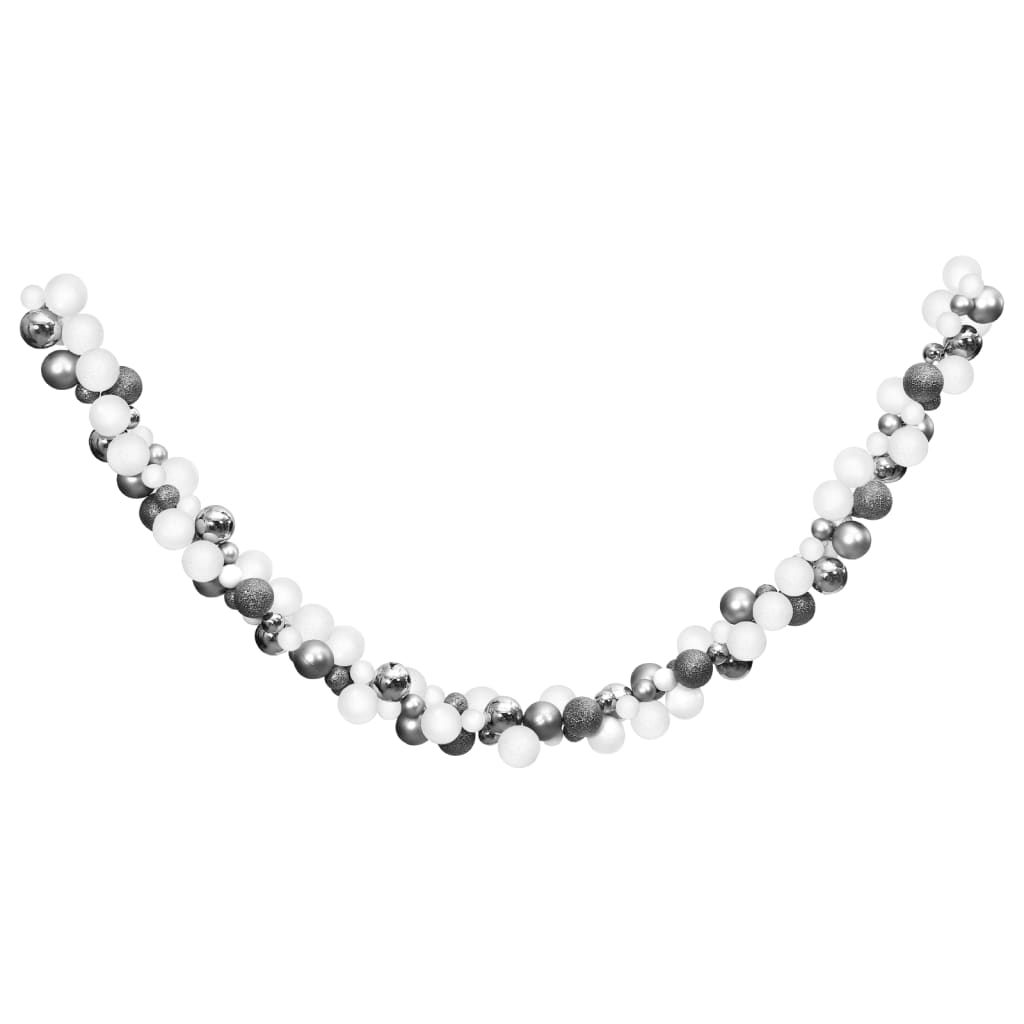 Vidaxl Christmas Garland Balls 175 cm Polystyrène blanc et gris