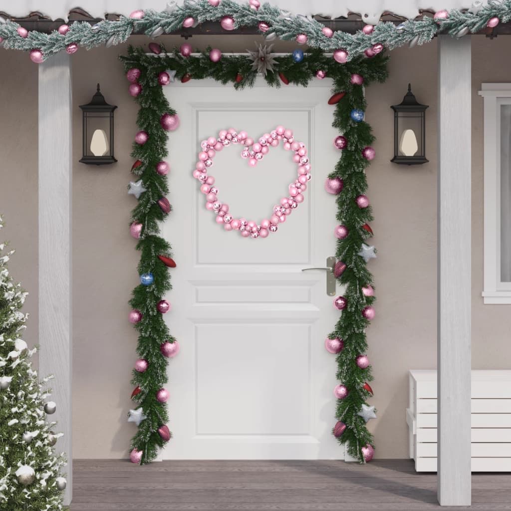 Vidaxl Christmas Garland Balls 175 cm Polystyrène rose