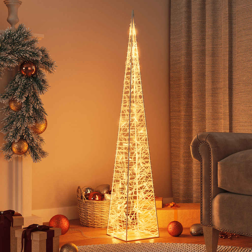 Cône d'éclairage de Noël Vidaxl avec 60 LED blancs chauds 120 cm acrylique
