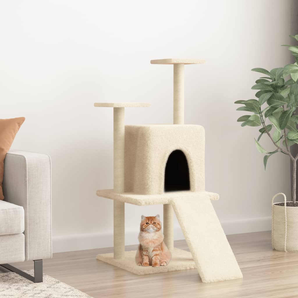 Vidaxl Cat Furniture avec Sisal Scratch Posts 110 cm Crème -Colored