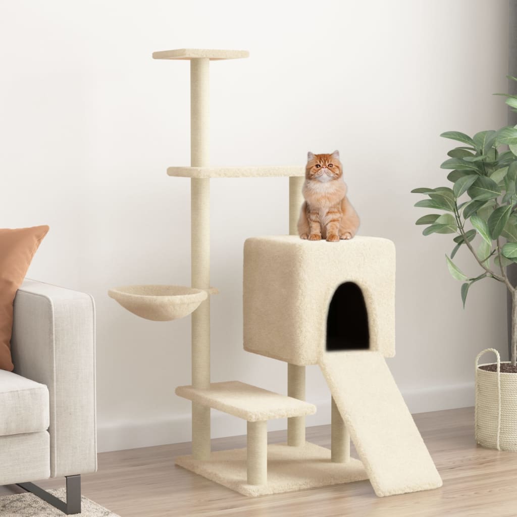Vidaxl Cat Furniture avec Sisal Scratch Posts 130,5 cm Crème -Colored