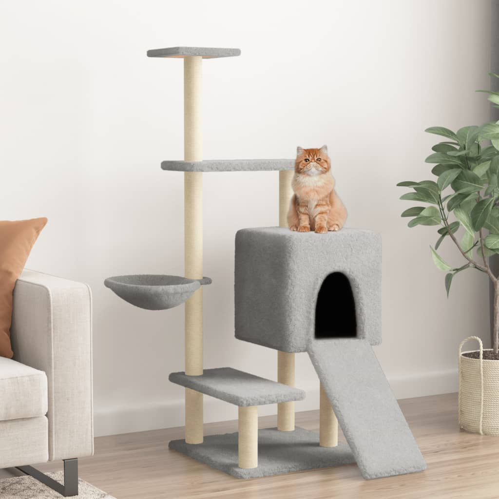 Vidaxl Cat Furniture avec Sisal Scratch Posts 130,5 cm Gris clair