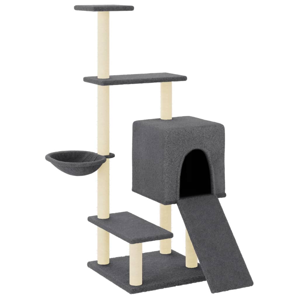 Vidaxl Cat Meubles avec Sisal Scratch Posts 130,5 cm Gris foncé