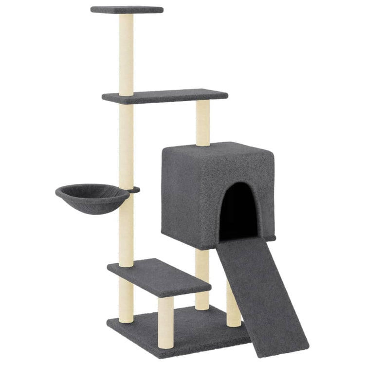 Vidaxl Cat Meubles avec Sisal Scratch Posts 130,5 cm Gris foncé