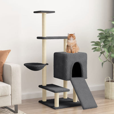 Vidaxl Cat Meubles avec Sisal Scratch Posts 130,5 cm Gris foncé