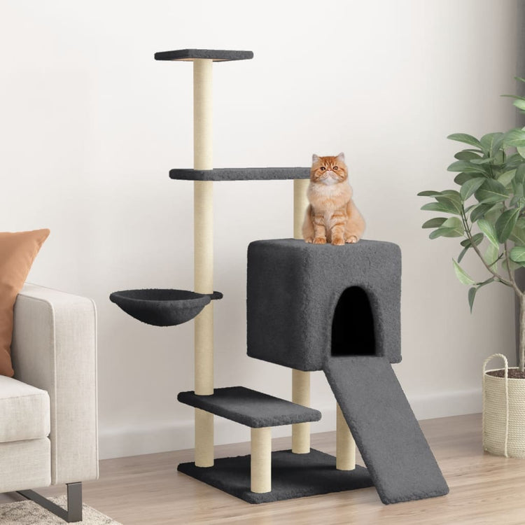 Vidaxl Cat Meubles avec Sisal Scratch Posts 130,5 cm Gris foncé