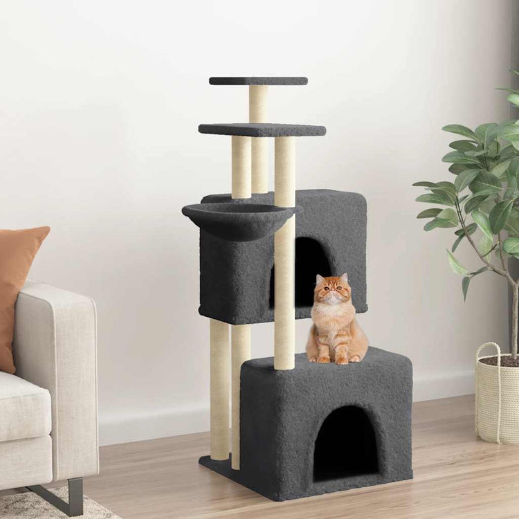 Vidaxl Cat Meubles avec Sisal Scratch Posts 122 cm Gris foncé