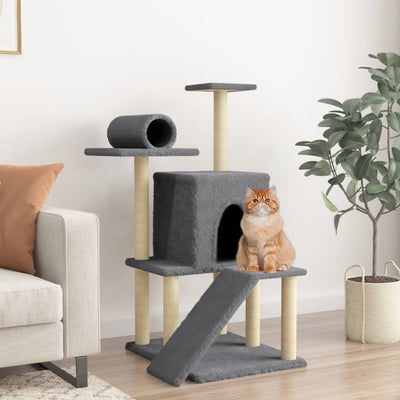 Vidaxl Cat Meubles avec Sisal Scratch Posts 110,5 cm Gris foncé