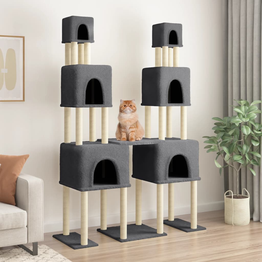 Vidaxl Cat Furniture avec sisal Scratch Posts 199 cm gris foncé