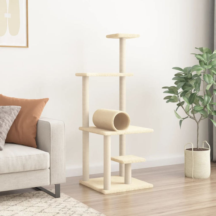 Vidaxl Cat Furniture avec Sisal Scratch Posts 136 cm Crème -Colored