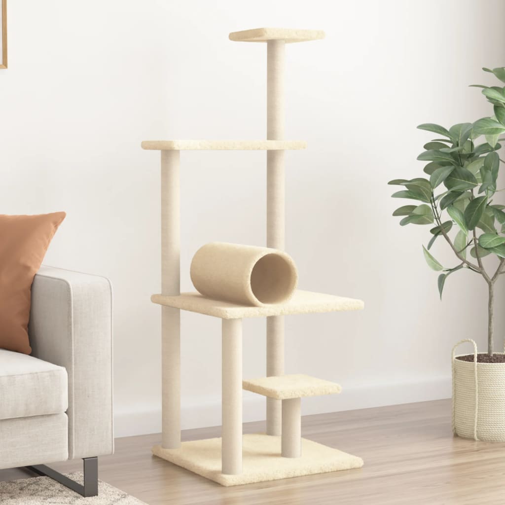 Vidaxl Cat Furniture avec Sisal Scratch Posts 136 cm Crème -Colored