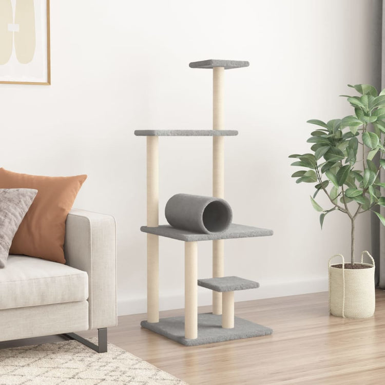 Vidaxl Cat Meubles avec Sisal Scratch Posts 136 cm Gris clair