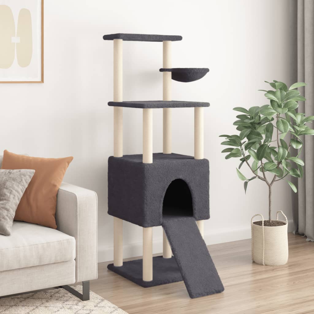 Vidaxl Cat Meubles avec Sisal Scratch Posts 153 cm Gris foncé