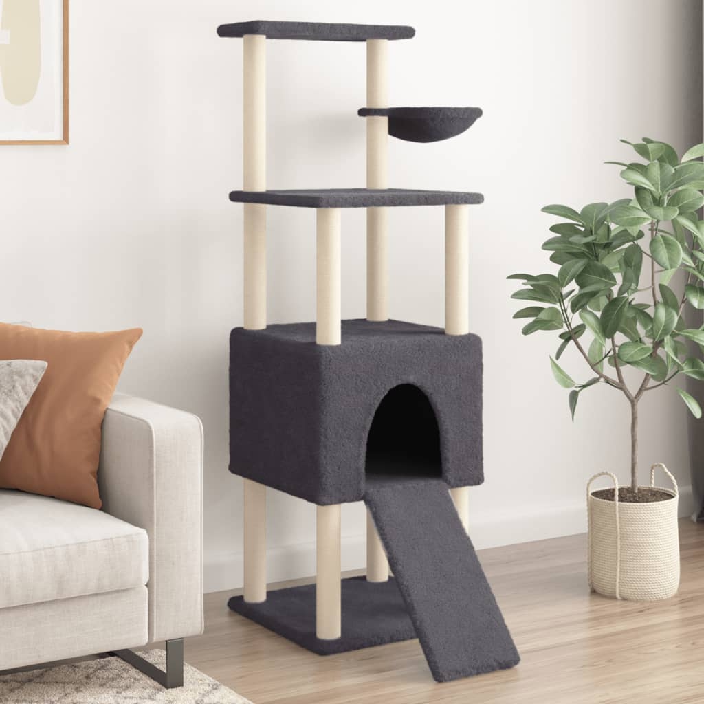 Vidaxl Cat Meubles avec Sisal Scratch Posts 153 cm Gris foncé