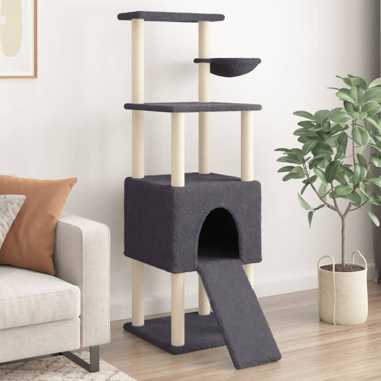 Vidaxl Cat Meubles avec Sisal Scratch Posts 153 cm Gris foncé