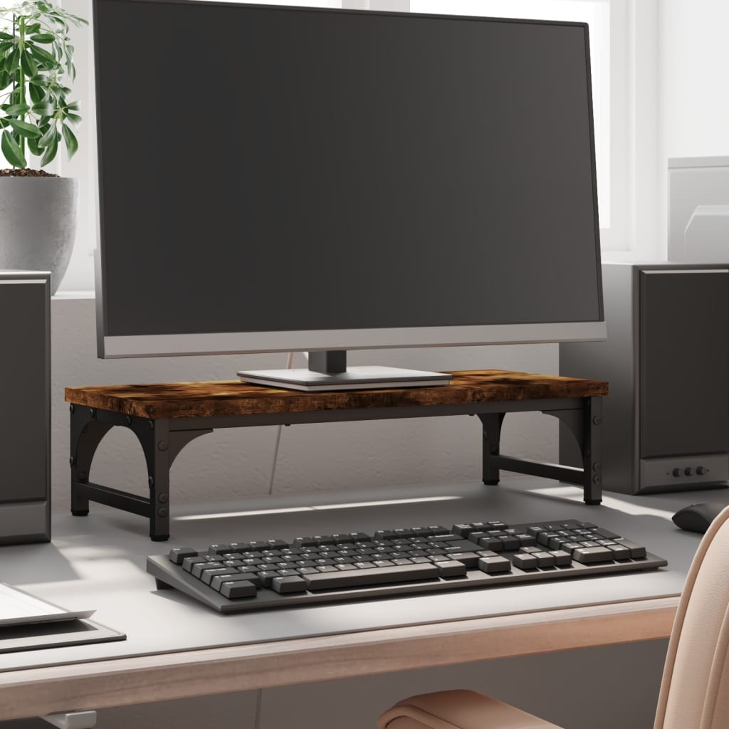 Vidaxl Monitor Standard 55x23x14 cm Couleur de chêne fumé en bois transformé de couleur