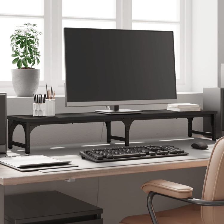 Vidaxl Monitor Standard 105x23x15.5 cm Bois transformé en noir