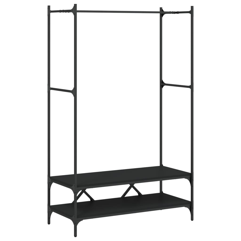 Rack de vêtements vidaxl avec étagères en bois transformé noir