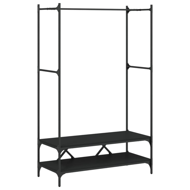 Rack de vêtements vidaxl avec étagères en bois transformé noir