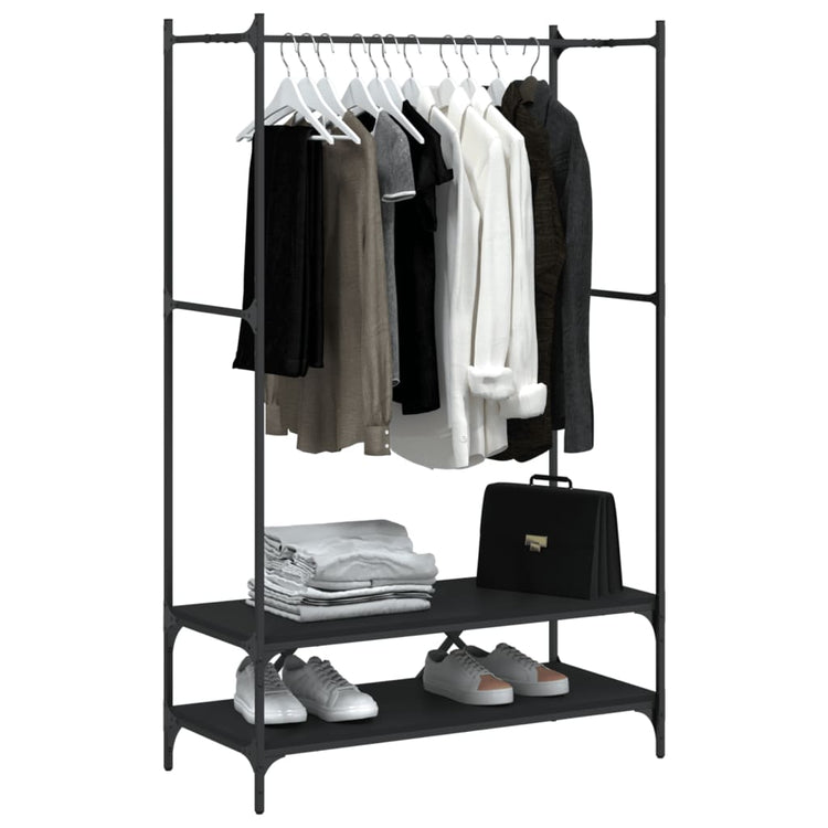 Rack de vêtements vidaxl avec étagères en bois transformé noir