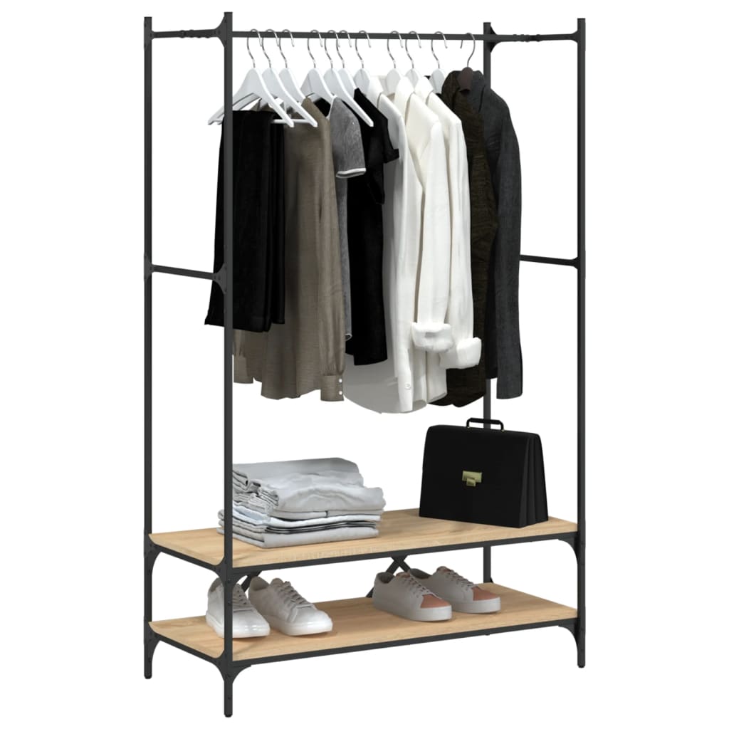 Rack de vêtements vidaxl avec étagères transformées en bois sonoma chêne -colored