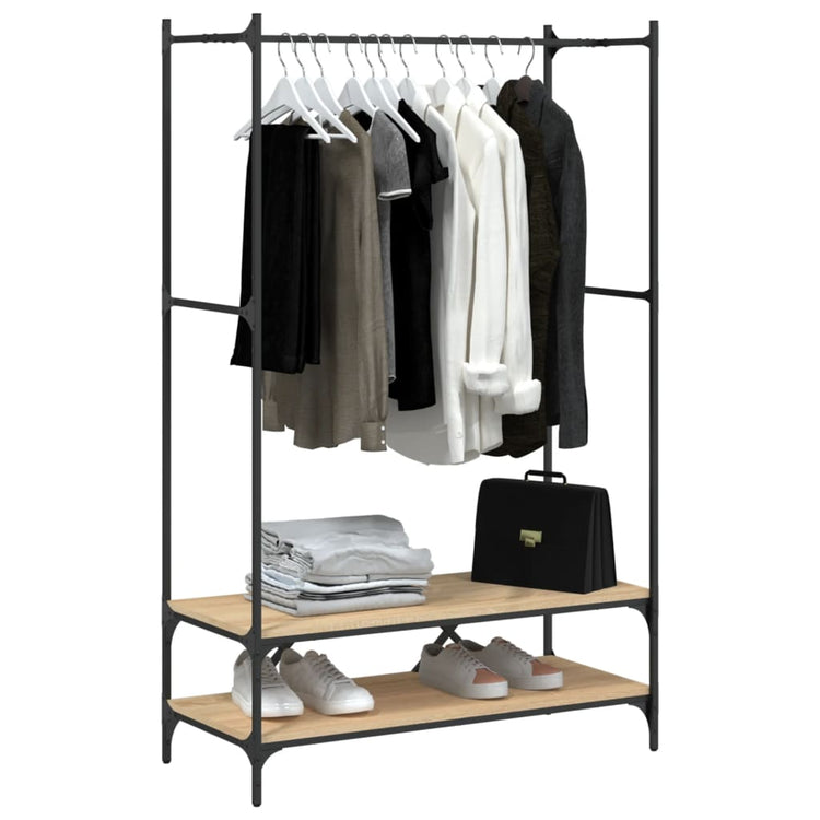 Rack de vêtements vidaxl avec étagères transformées en bois sonoma chêne -colored