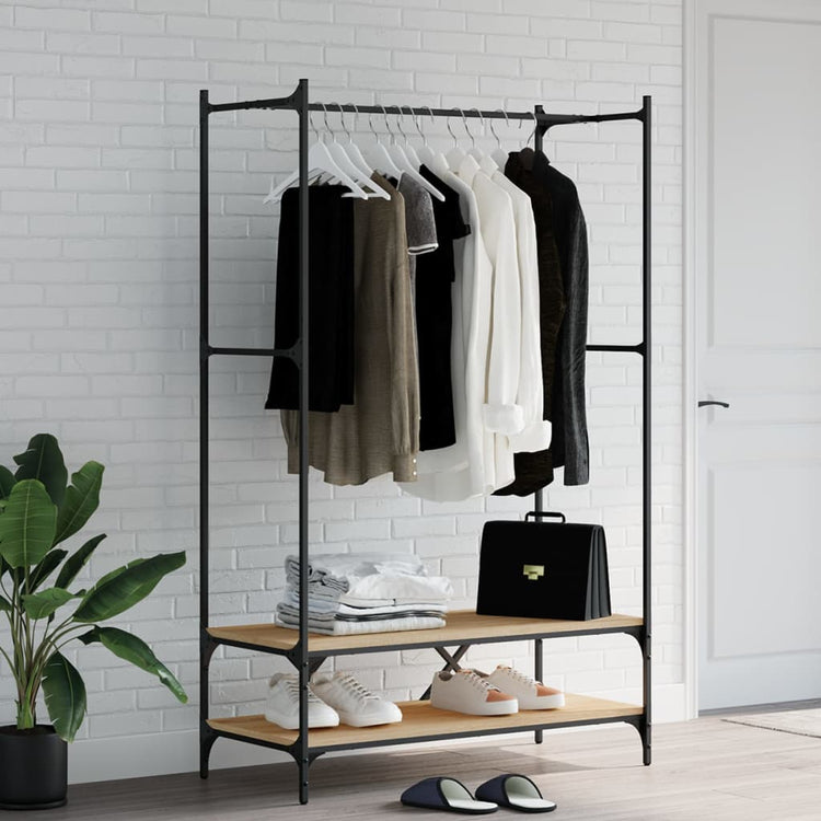 Rack de vêtements vidaxl avec étagères transformées en bois sonoma chêne -colored