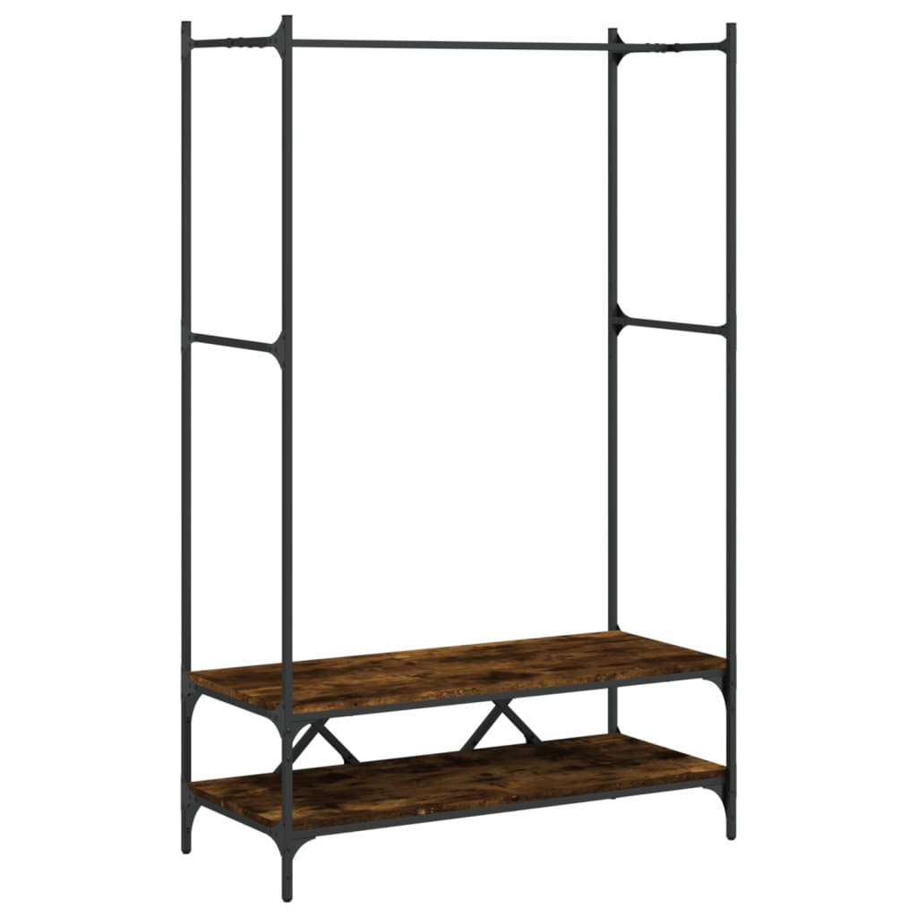 Rack de vêtements Vidaxl avec étagères en bois fumé en bois -colore