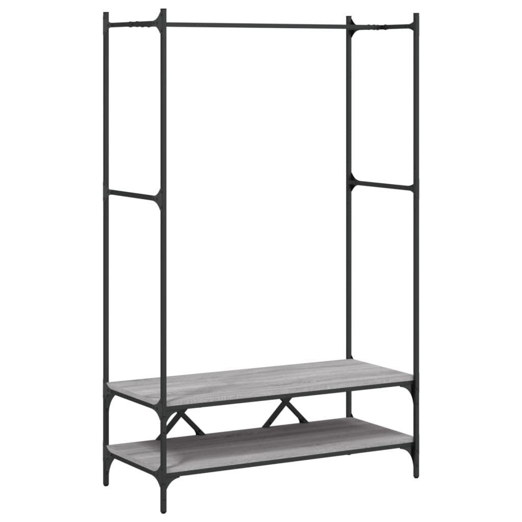 Porte-vêtements vidaxl avec étagères transformées en bois gris sonoma coloré