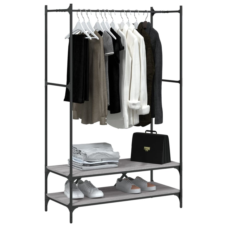 Porte-vêtements vidaxl avec étagères transformées en bois gris sonoma coloré