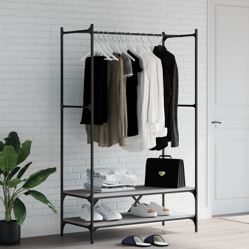 Porte-vêtements vidaxl avec étagères transformées en bois gris sonoma coloré