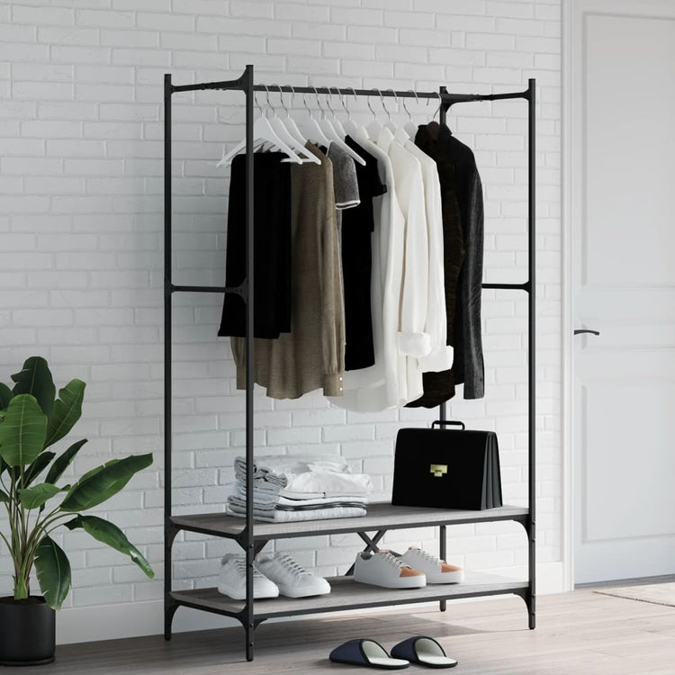 Porte-vêtements vidaxl avec étagères transformées en bois gris sonoma coloré