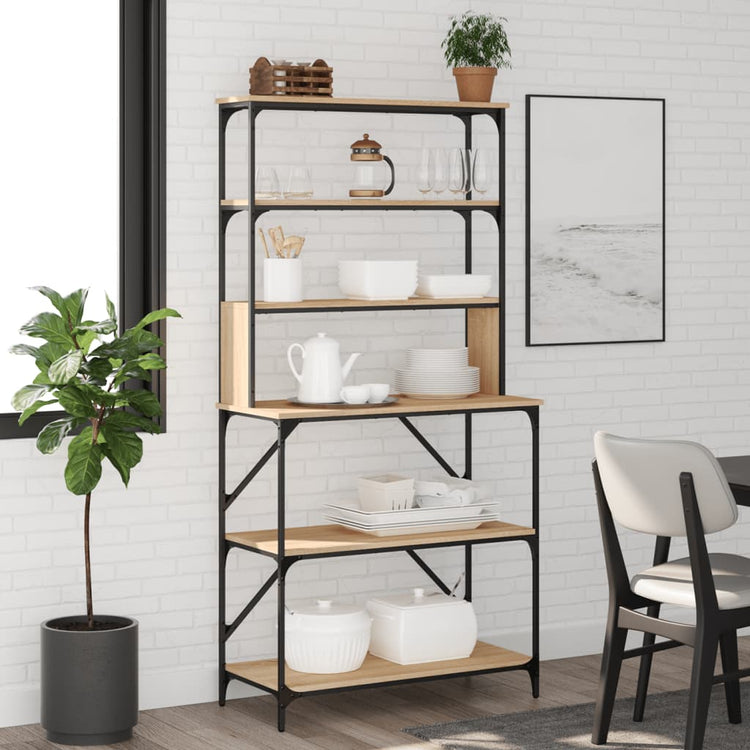 Vidaxl Bakkersrek 6 couches 90x40x180 cm Couleur de chêne sonoma en bois progé
