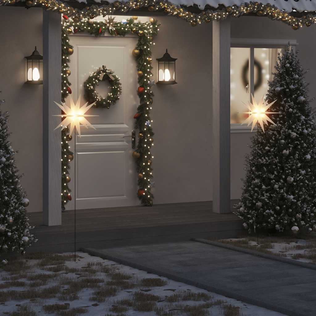 Lampe de Noël Vidaxl avec goupille de masse et LED pliable 57 cm blanc