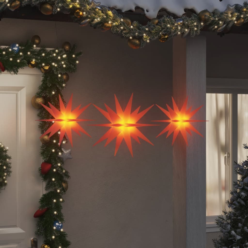 Lampes de Noël vidaxl avec LEDS 3 pcs pliants rouges