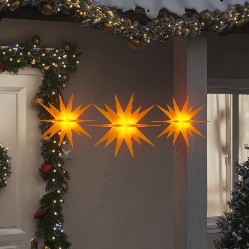 Lampes de Noël vidaxl avec LEDS 3 pcs pliants jaunes