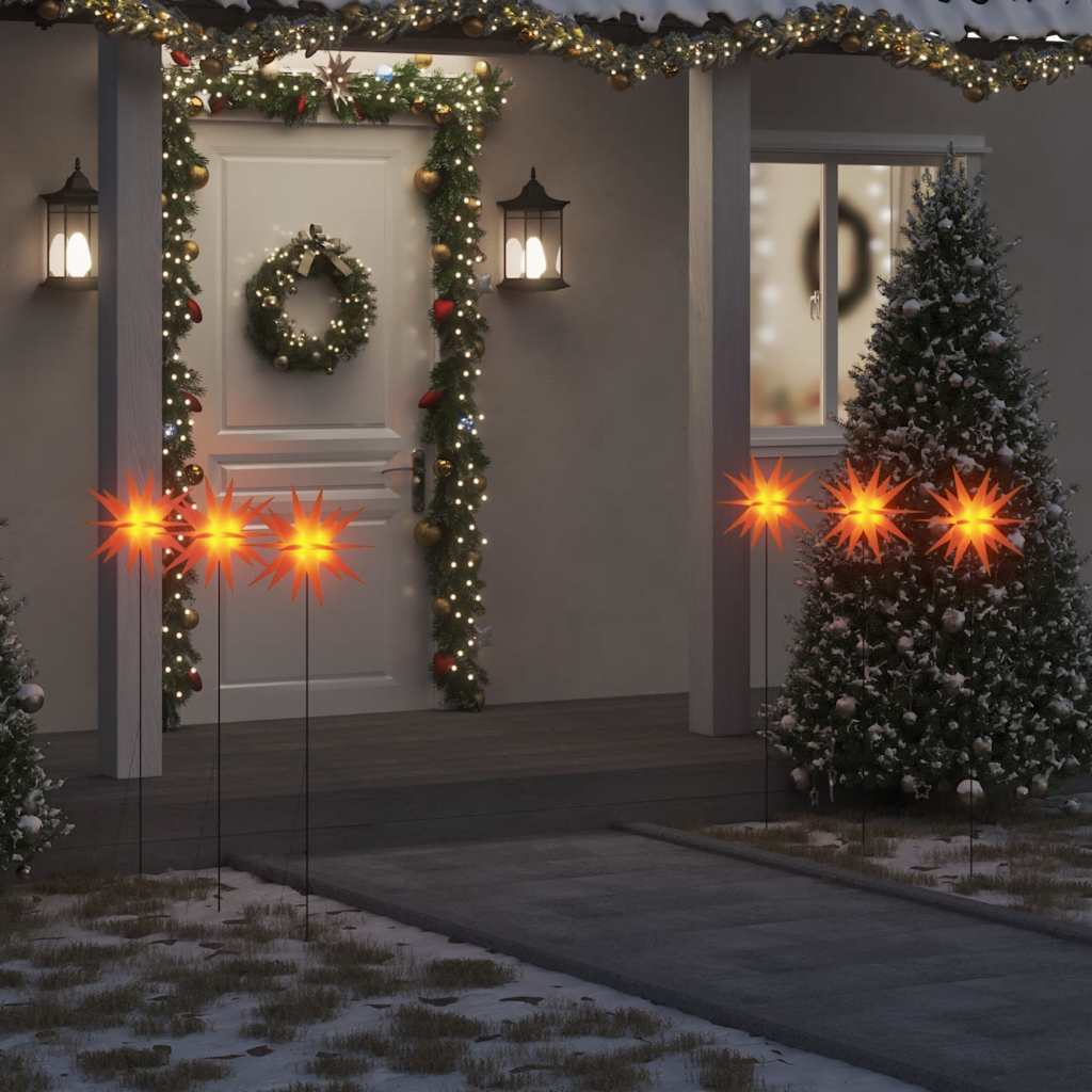 Lampes de Noël Vidaxl avec goupille de terre et LED 3 ST 35 cm Rouge