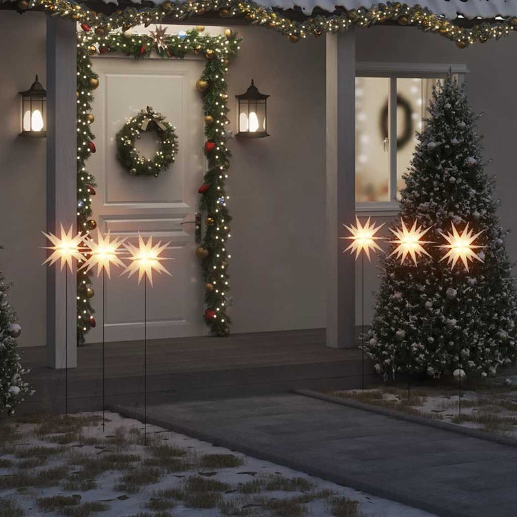Lampes de Noël Vidaxl avec goupille de terre et LED 3 ST 35 cm Blanc